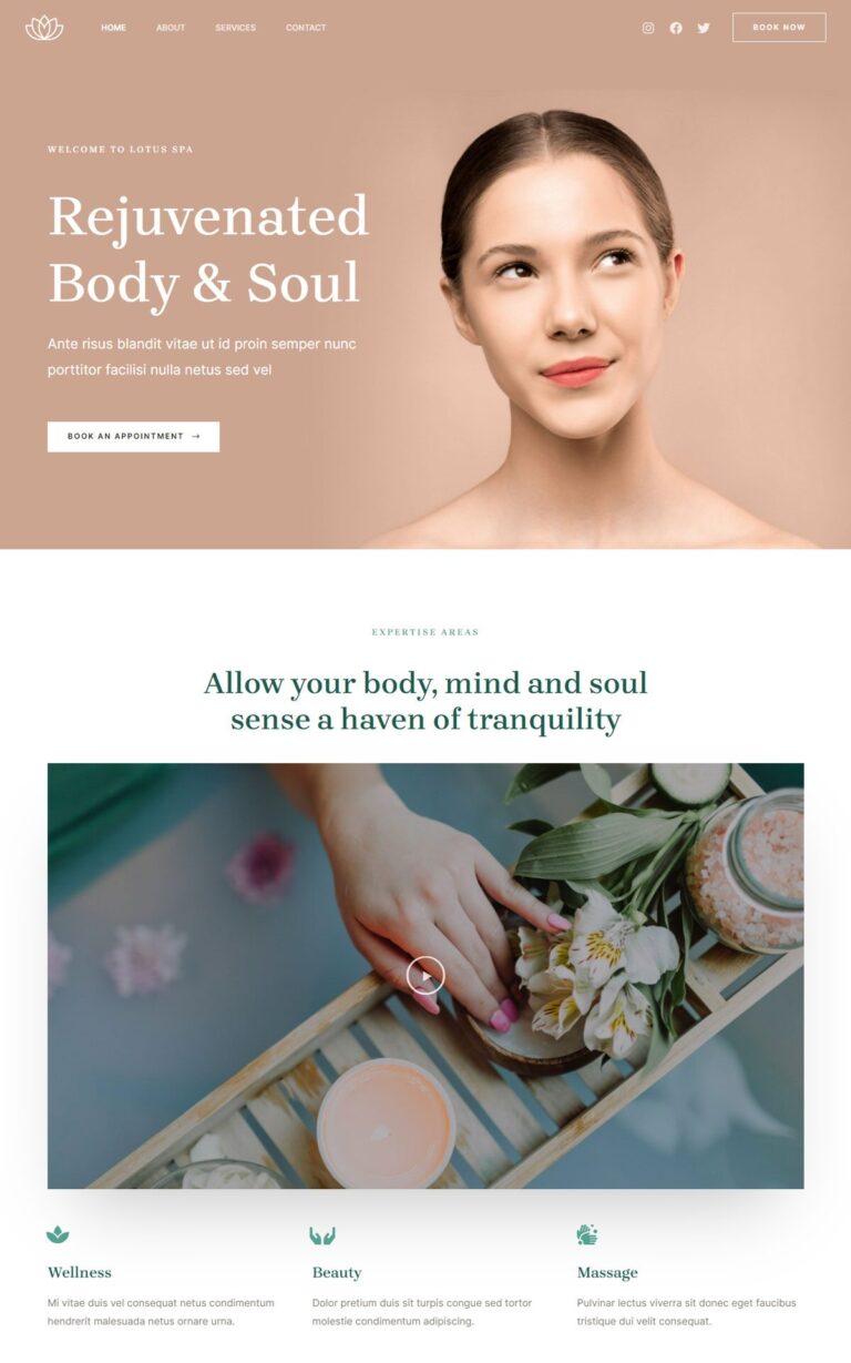 Cenník lotus spa 02home astra template preview